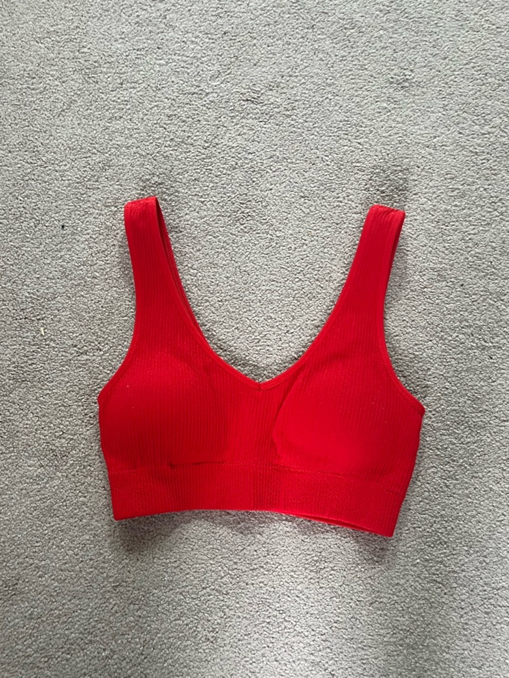 aerie Red Ribbed V-Neck Bralette